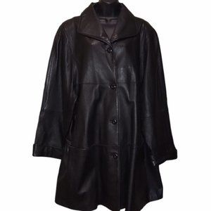 Charles Klein Vintage Black Leather Coat 3X